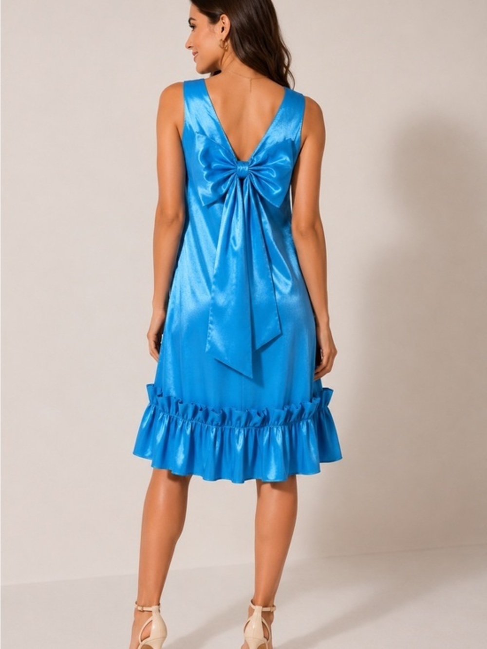 NWT Satin Bow Back Dress